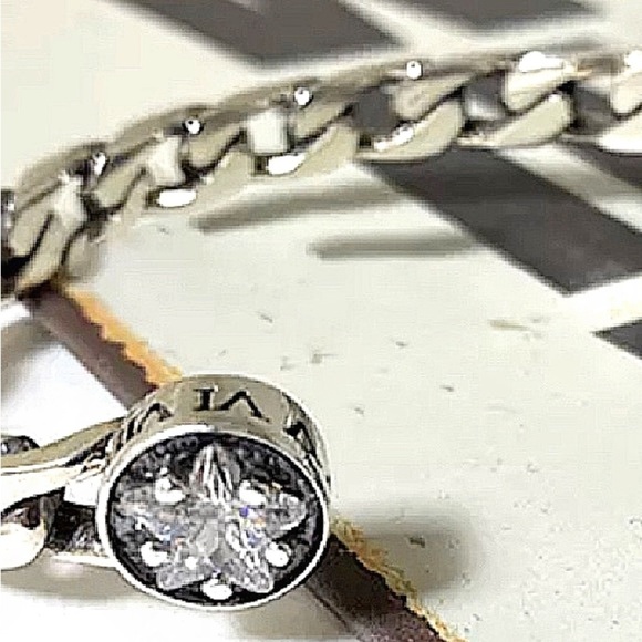 Sterling Silver Star Zircon Cuff Bangle Bracelet - Picture 7 of 9